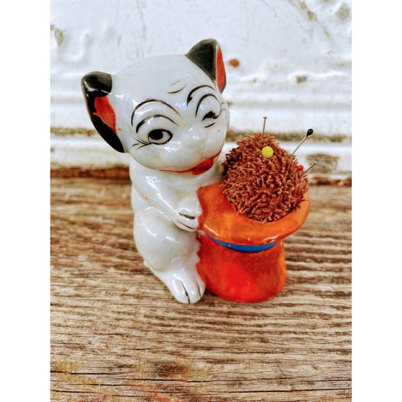 Vintage Lusterware Winking Dog pin cushion - Picture 2 of 8